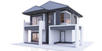3d,Illustration,,Architecture,,Modern,Style,Two-storey,House,,White,,Gray,Roof,rendering